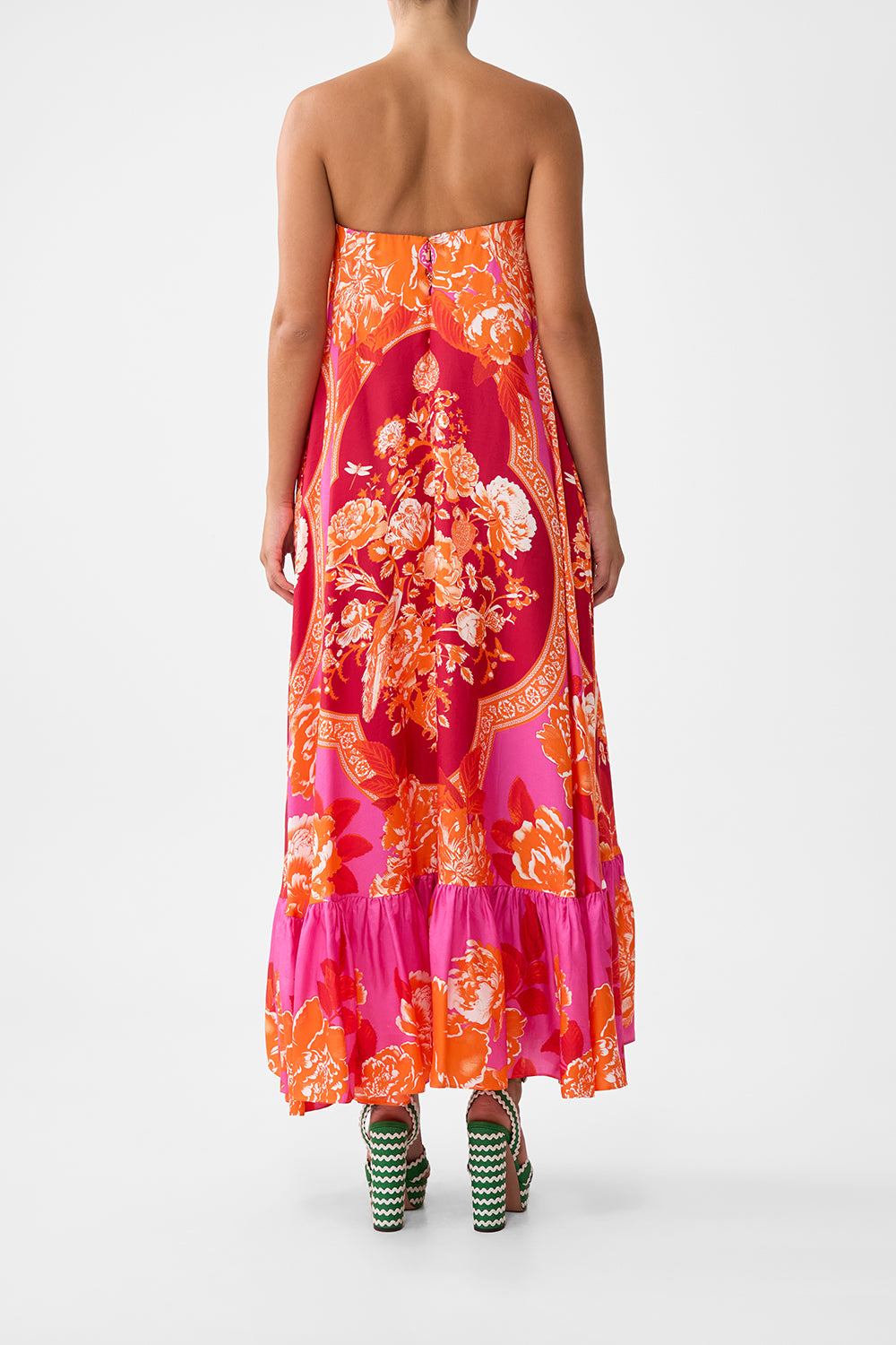 STRAPLESS MAXI WITH RUFFLE HEM TILES OF TÜRKIYE