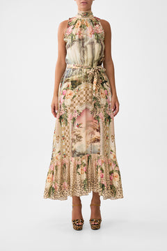 NECKTIE DRESS WITH ELASTICATED WAIST WATERCOLOUR WONDERLAND