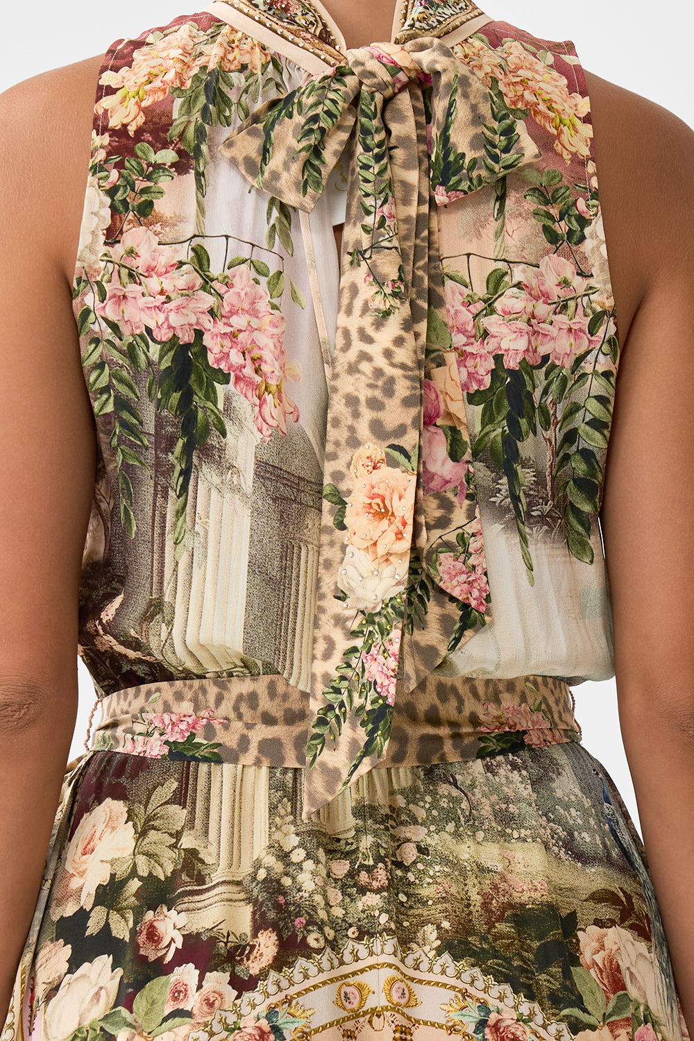 NECKTIE DRESS WITH ELASTICATED WAIST WATERCOLOUR WONDERLAND