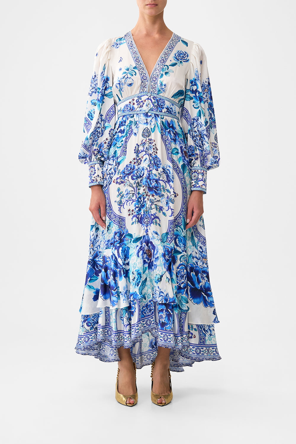 LONG BUTTON FRONT DRESS A CERAMIC GARDEN