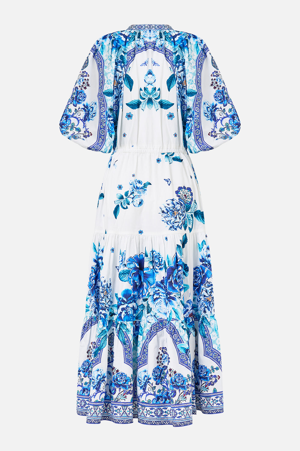 The CAMILLA PUFF SLEEVE MIDI SHIRT DRESS A CERAMIC GARDEN