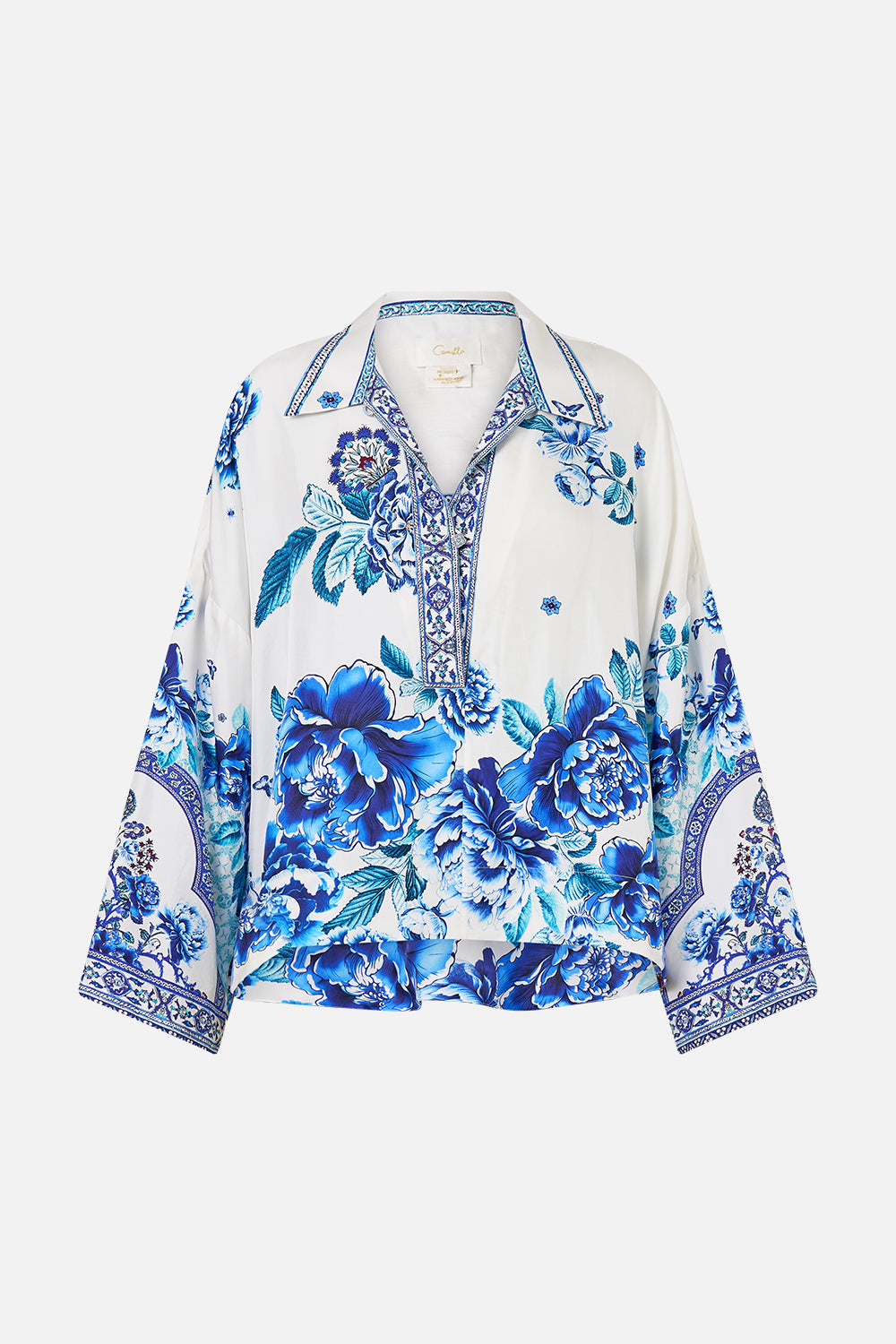 The CAMILLA CROPPED RELAXED SHIRT A CERAMIC GARDEN