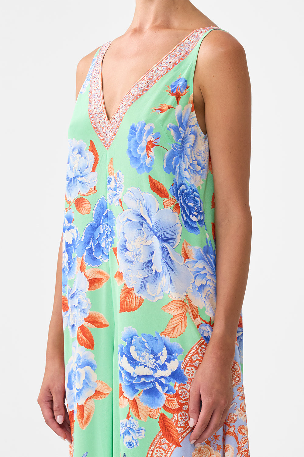 The CAMILLA V NECK FLARED JUMPSUIT TOPKAPI POP