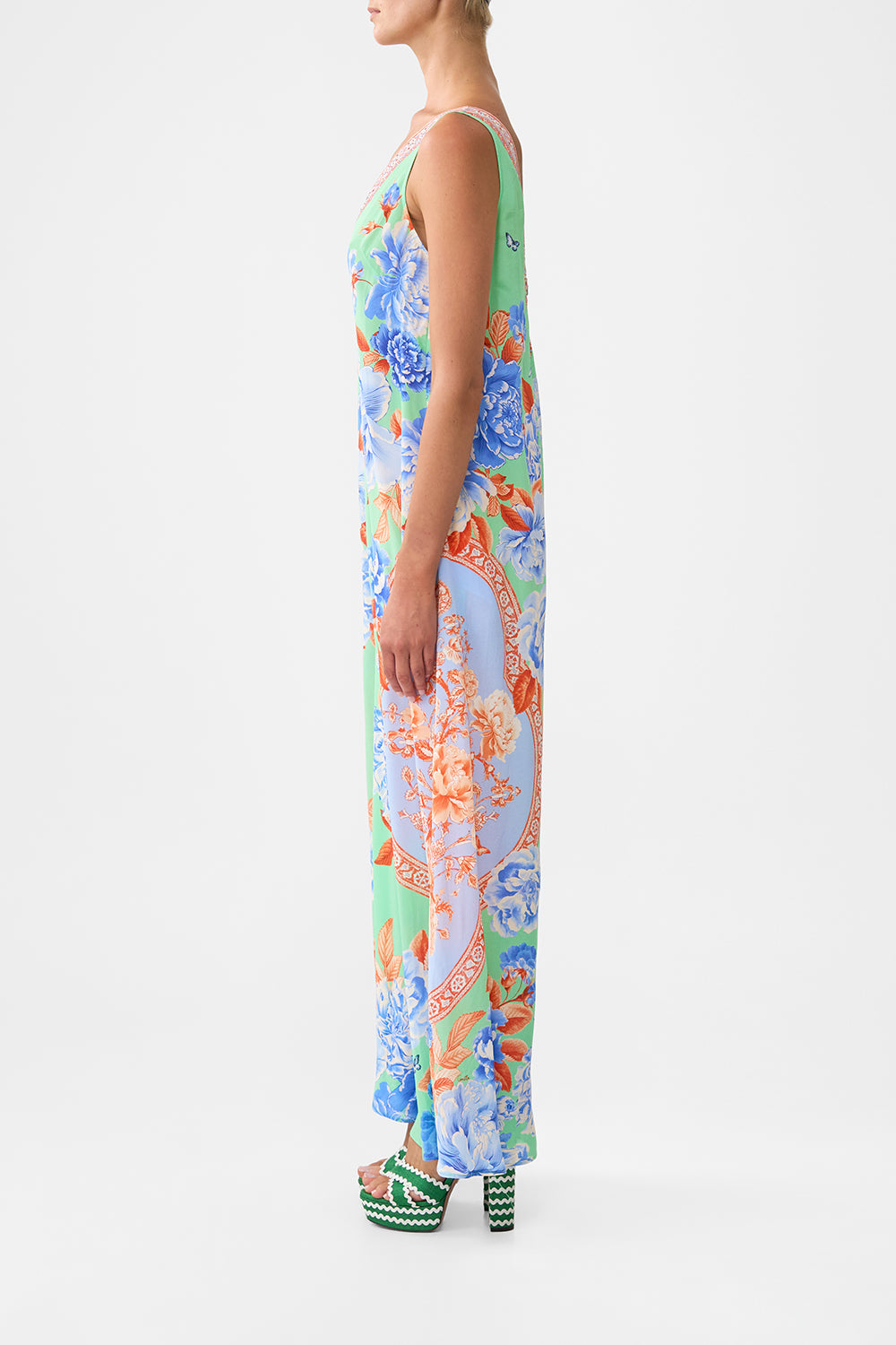 The CAMILLA V NECK FLARED JUMPSUIT TOPKAPI POP