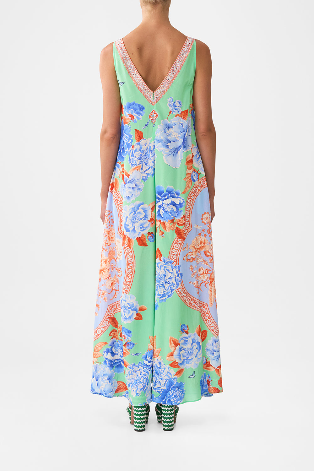 The CAMILLA V NECK FLARED JUMPSUIT TOPKAPI POP