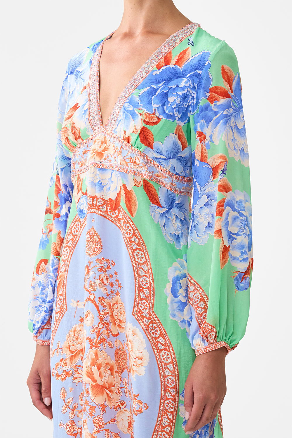 The CAMILLA PRINTED LANTERN SLEEVE DRESS TOPKAPI POP