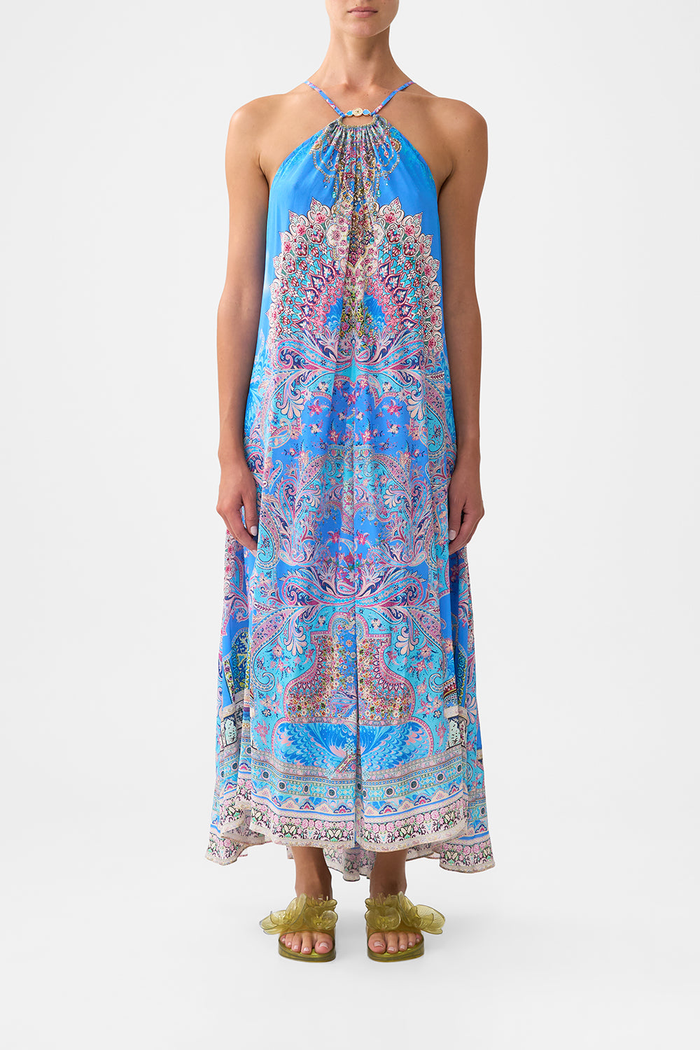 GATHER NECK HARDWARE MAXI DRESS FOOTSTEPS IN FOLKLORE
