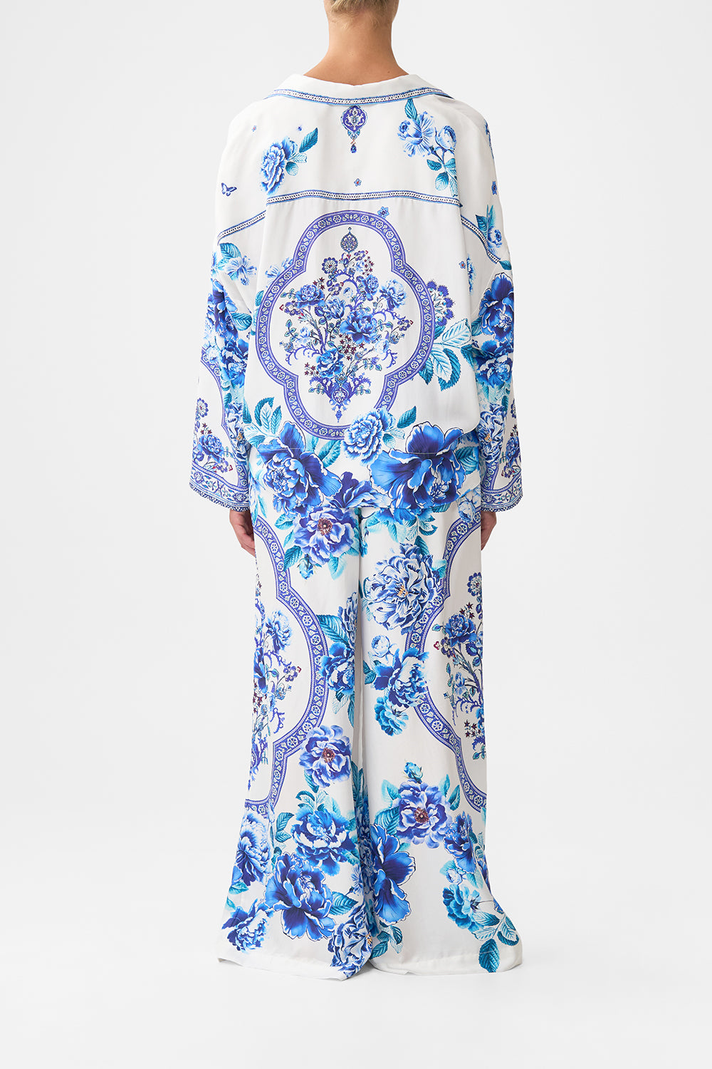 The CAMILLA WIDE LEG WAISTED PANT A CERAMIC GARDEN
