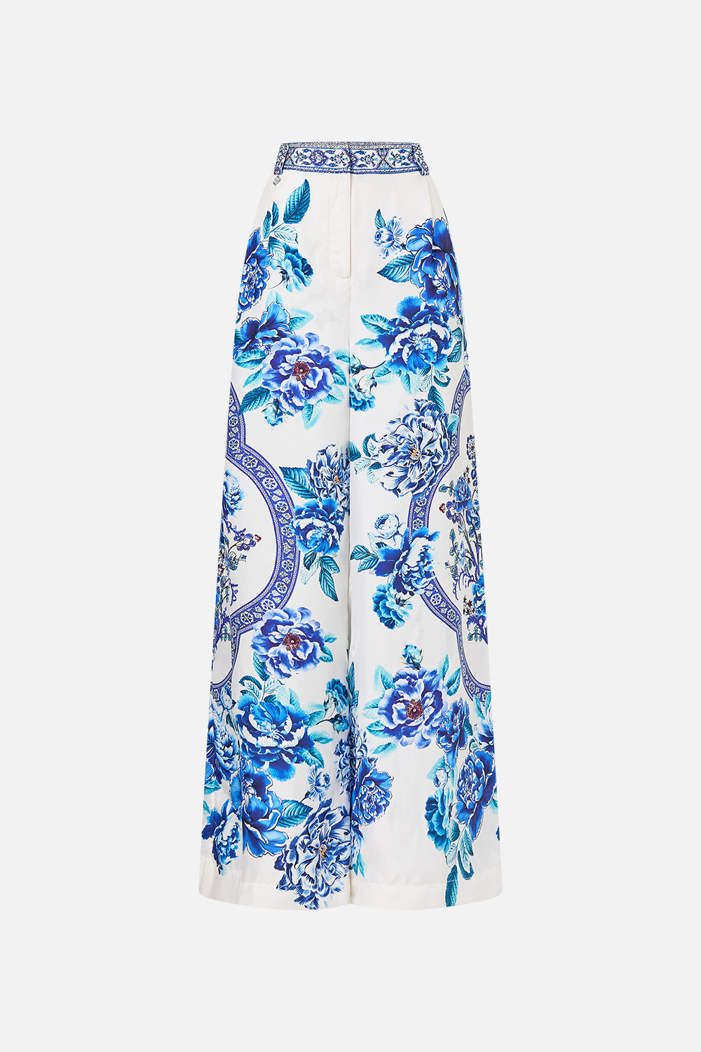 The CAMILLA WIDE LEG WAISTED PANT A CERAMIC GARDEN