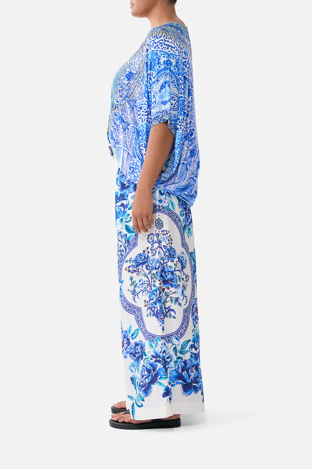 The CAMILLA WIDE LEG WAISTED PANT A CERAMIC GARDEN