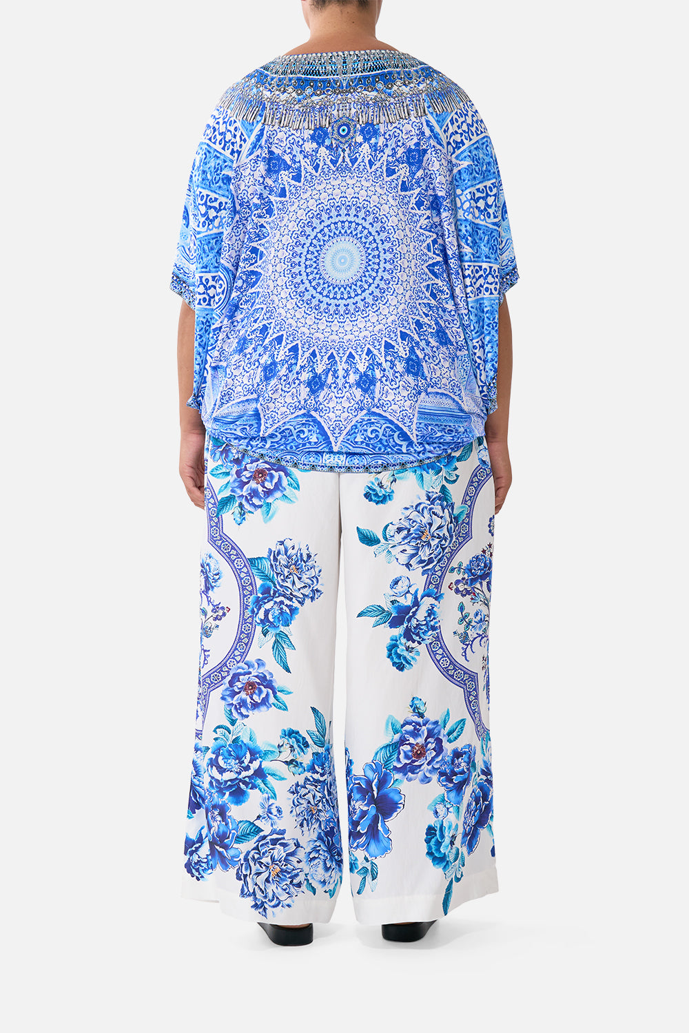 The CAMILLA WIDE LEG WAISTED PANT A CERAMIC GARDEN