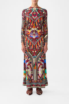 GATHERED JERSEY LONG DRESS PATCHWORK ALCHEMY