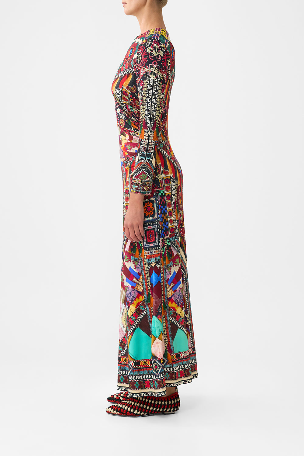 GATHERED JERSEY LONG DRESS PATCHWORK ALCHEMY