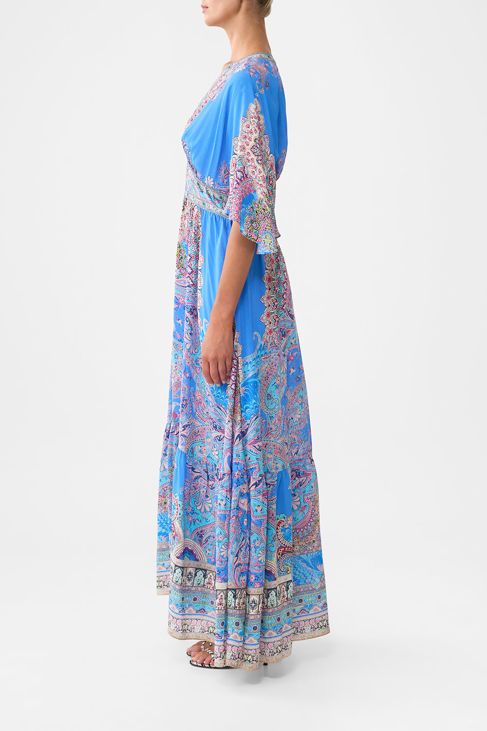 WAISTED DRESS WITH HEM RUFFLE FOOTSTEPS IN FOLKLORE