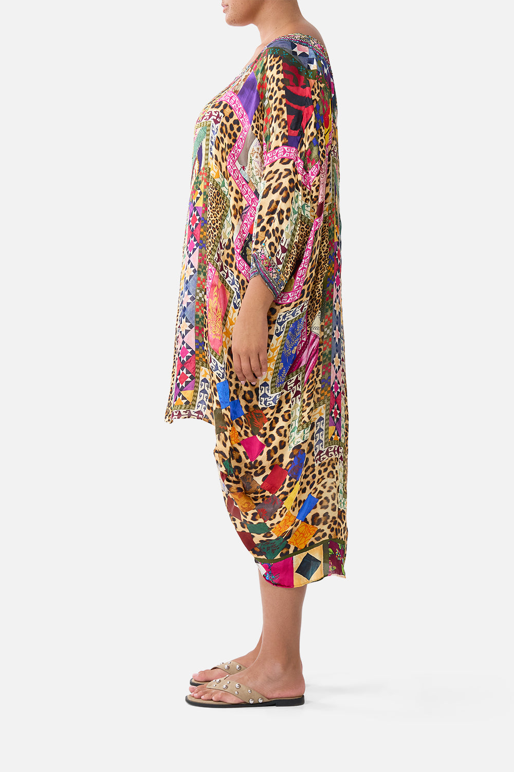 SCOOP BACK HEM DRESS EMBROIDERED EVER AFTER