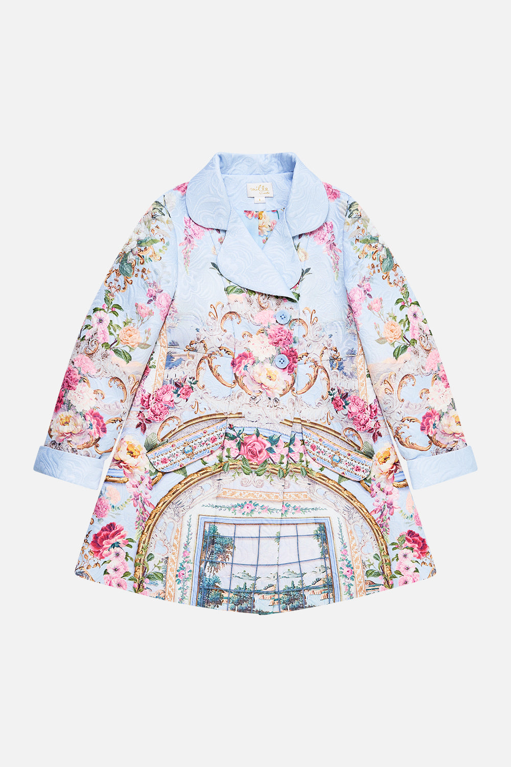 KIDS SINGLE BREASTED JACQUARD COAT TILED IN TIME