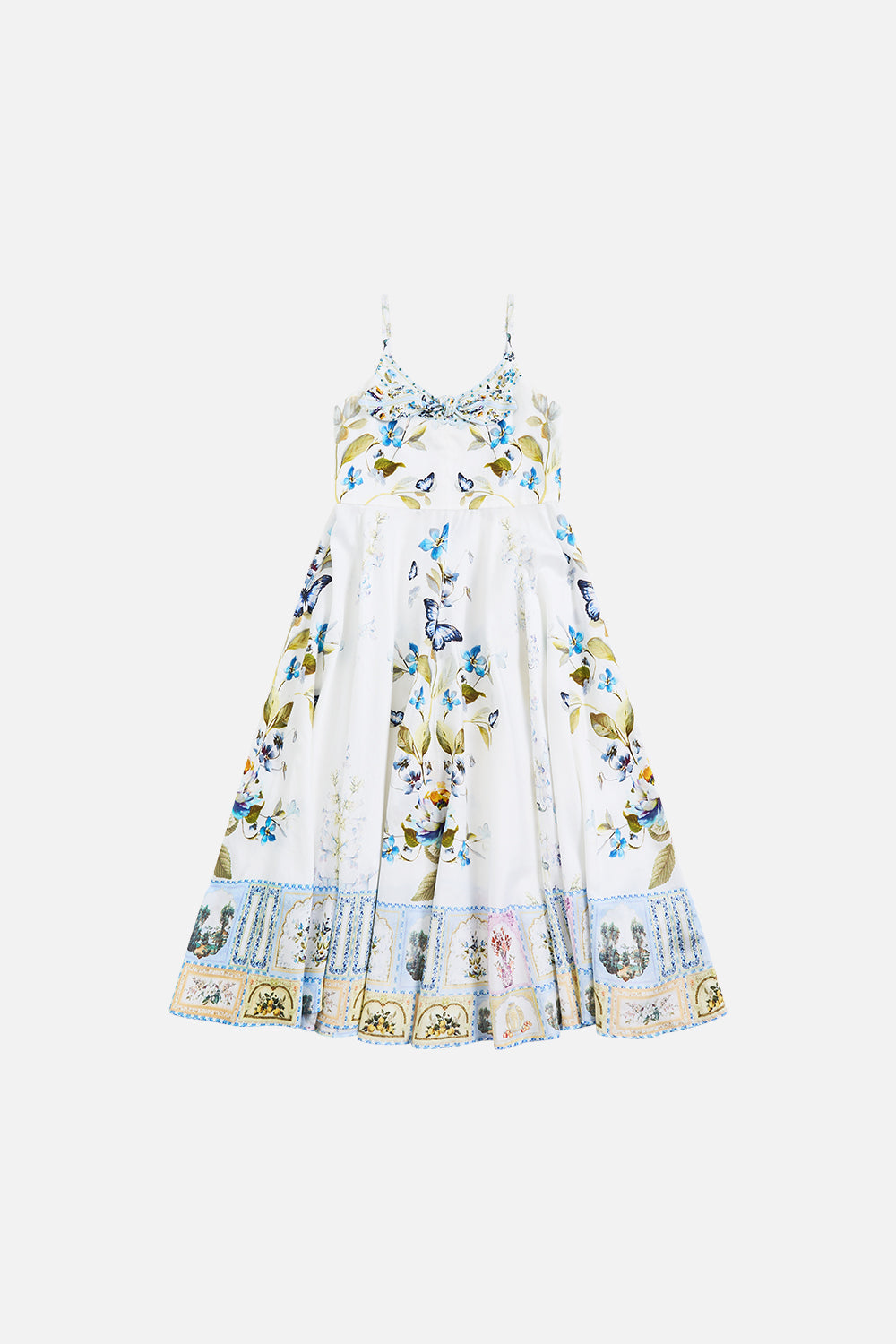 KIDS STRAPPY MAXI DRESS WITH TIE FRONT BOTANICAL BALLADS
