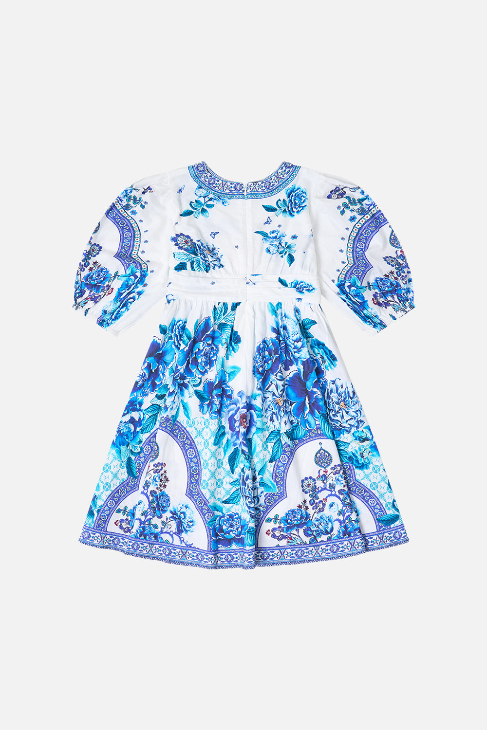 The CAMILLA KIDS PUFF SLEEVE MINI DRESS WITH WAIST SASH A CERAMIC GARDEN