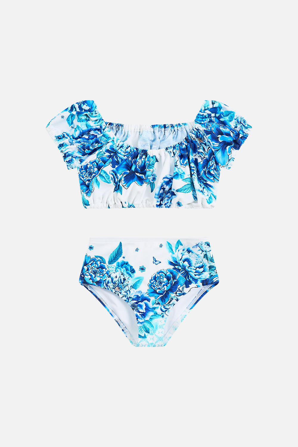 The CAMILLA KIDS PUFF SLEEVE OFF SHOULDER BIKINI SET A CERAMIC GARDENA CERAMIC GARDEN