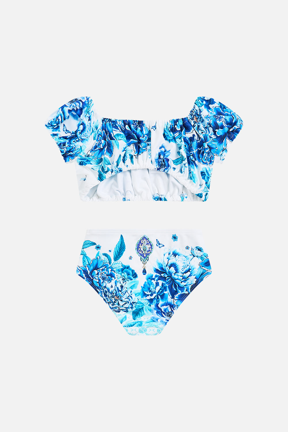 The CAMILLA KIDS PUFF SLEEVE OFF SHOULDER BIKINI SET A CERAMIC GARDEN