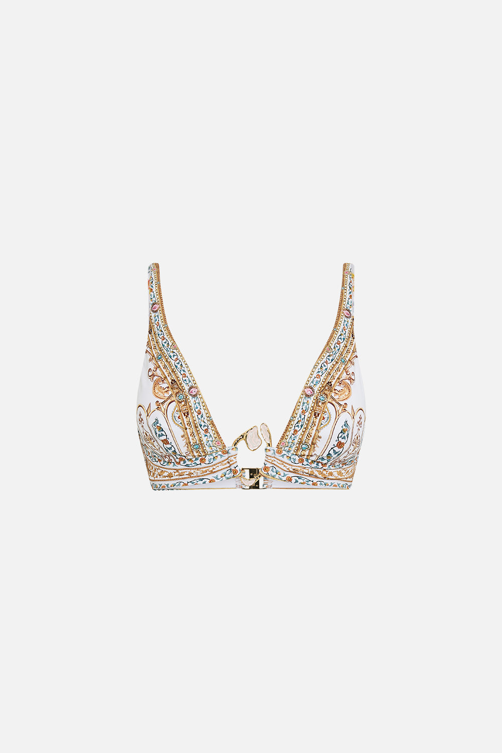 PLEATED HIGH TRIANGLE BIKINI TOP WITH FRONT TRIM OTTOMAN DYNASTY