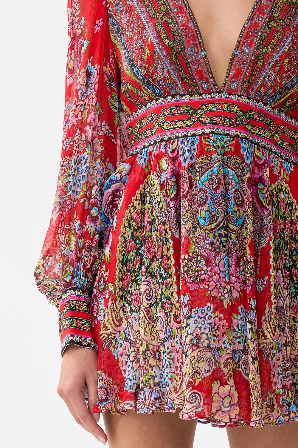 SHORT DRESS WITH BLOUSON SLEEVE ARTISANS OF ANATOLIA