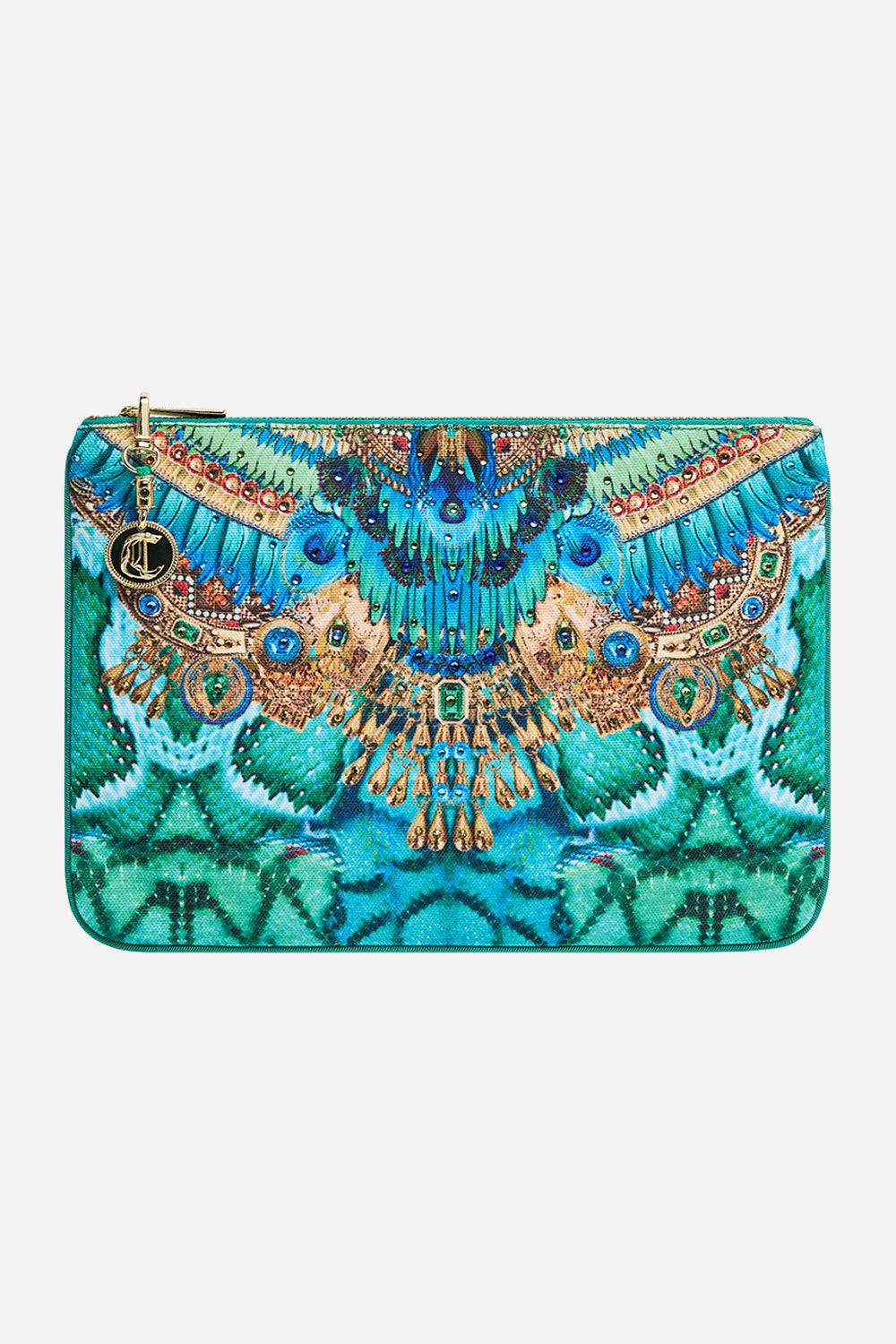 CAMILLA Small Canvas Clutch in Land Of Wonder print