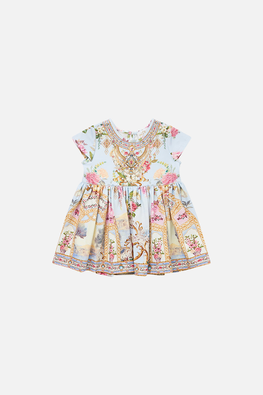 BABIES TEE DRESS WITH GATHERED SKIRT TILED IN TIME
