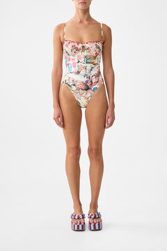 RUCHED CUP UNDERWIRE ONE PIECE WITH TIE FRONT NOTES FROM THE ROAD