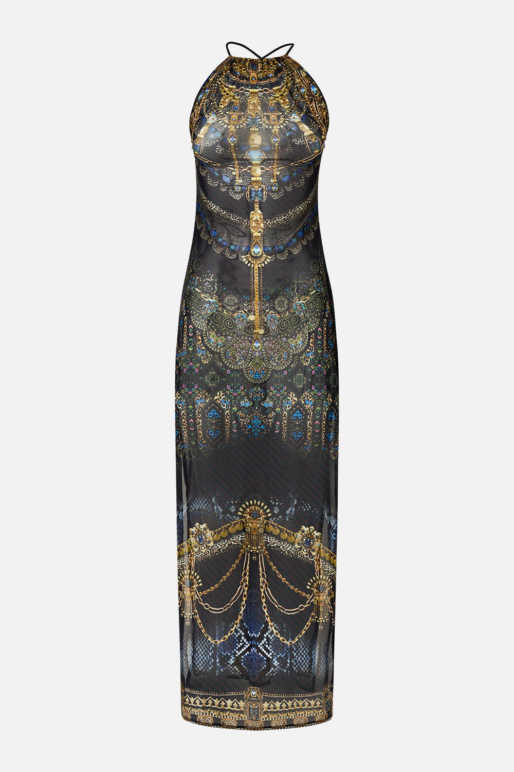 HIGH NECK BEACH MAXI DRESS WITH TIE BACK SONG OF THE SOLSTICE