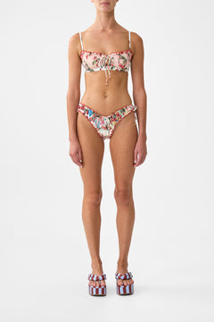 RUCHED CUP UNDERWIRE BIKINI TOP WITH TIE FRONT NOTES FROM THE ROAD