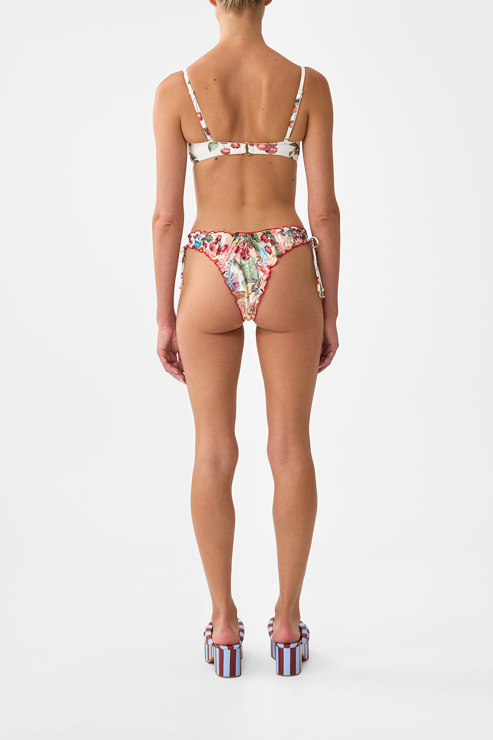 RUCHED CUP UNDERWIRE BIKINI TOP WITH TIE FRONT NOTES FROM THE ROAD