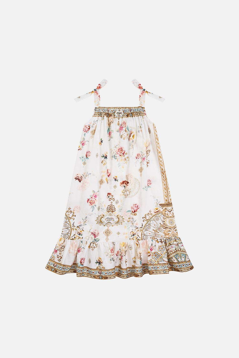 KIDS DRAWSTRING MAXI DRESS WITH BOW STRAPS OTTOMAN DYNASTY