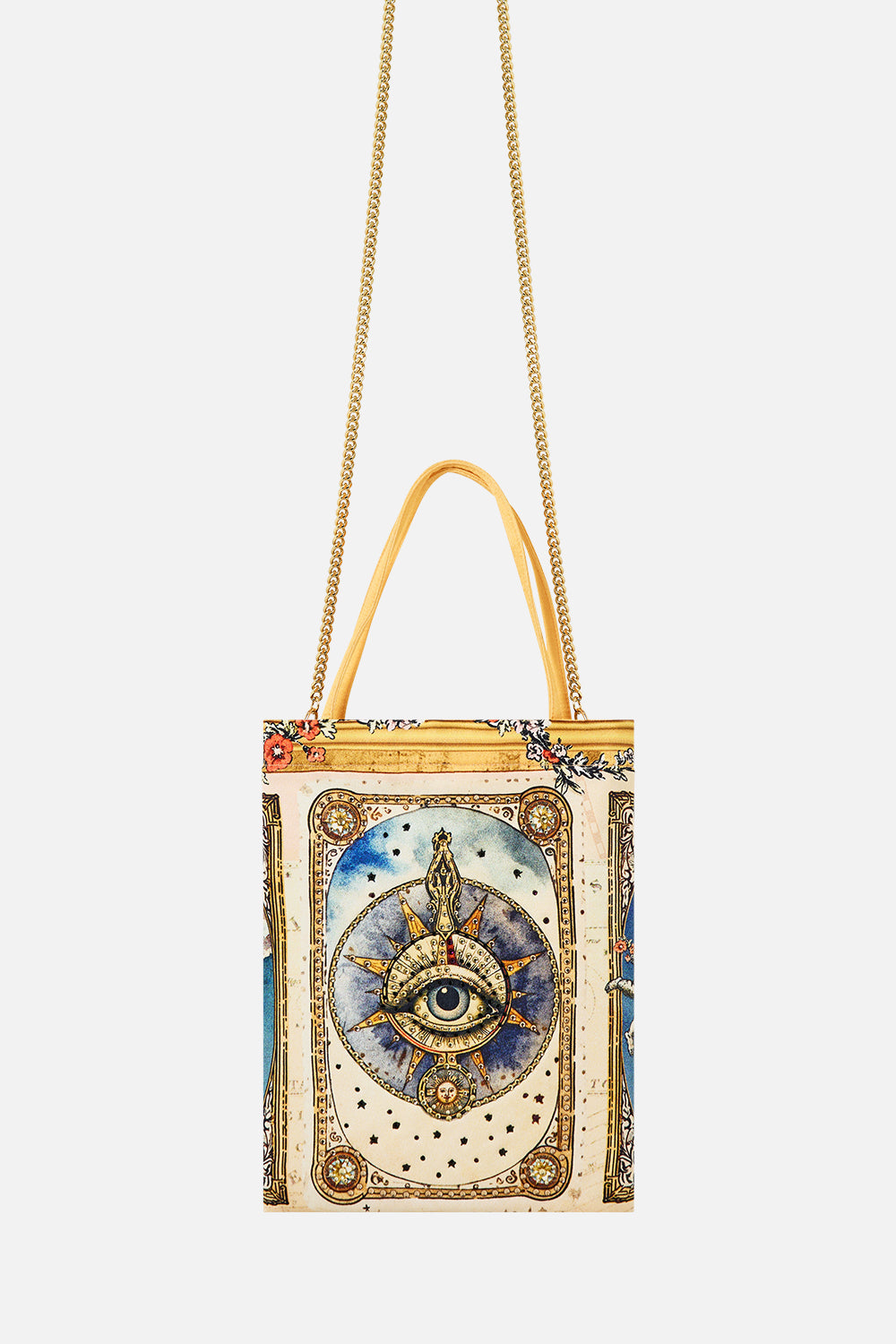EMBELLISHED MINI TOTE WITH CHAIN STRAP HOUSE OF HOROSCOPES