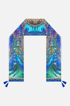 LONG SILK CRINKLE CHIFFON SCARF COSMIC ZOOLOGY