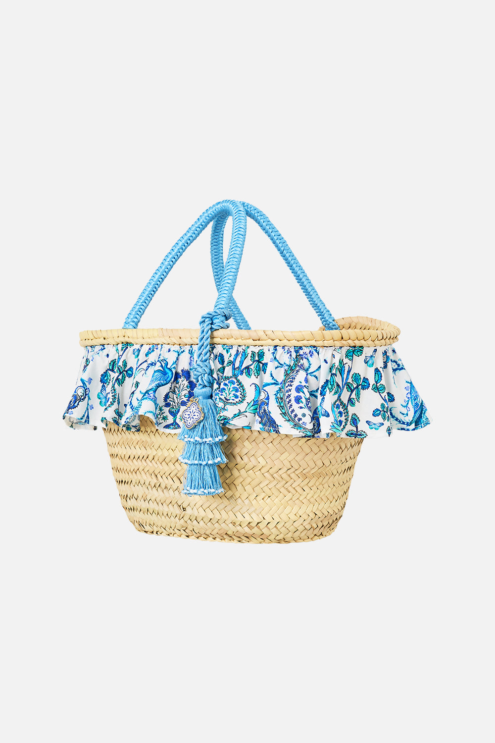 The CAMILLA RAFFIA TOTE WITH FRILL EDGE ISNIK LULLABY