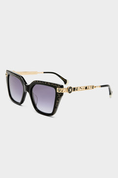 CAMILLA Here Comes Trouble Sunglasses in Black / Gold Leopard Glitter print
