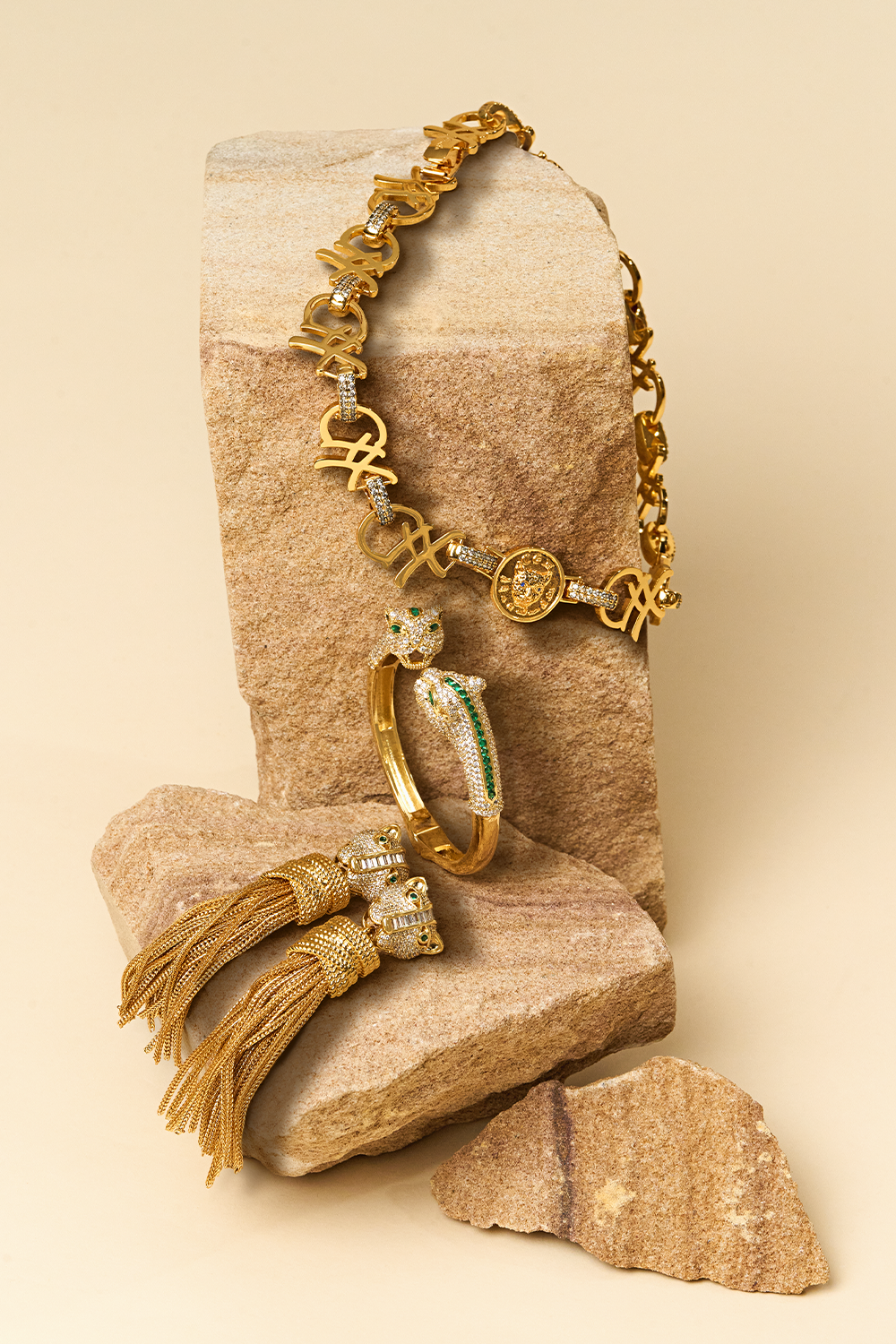 The CAMILLA FIERCE FOLKLORE BASTET BANGLE GOLD