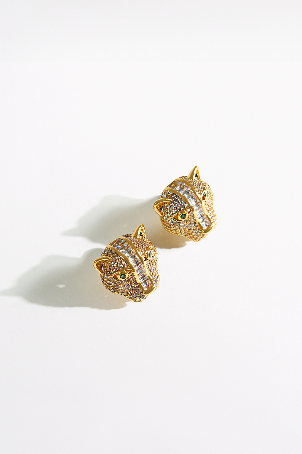 CAMILLA Fierce Folklore Bastet Stud Earrings in Gold print