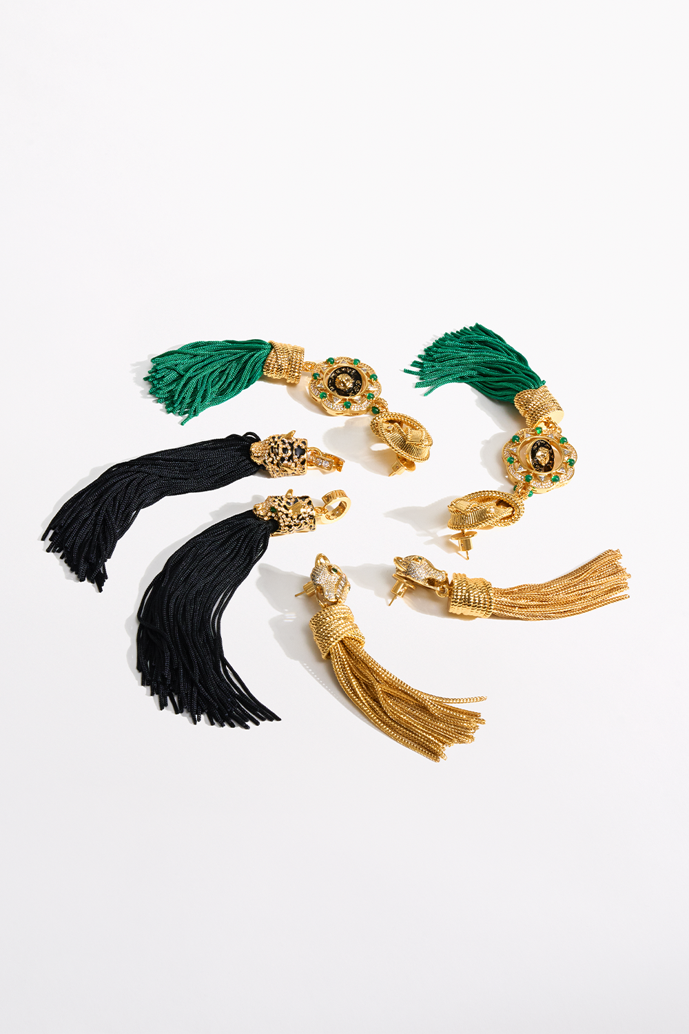 The CAMILLA FIERCE FOLKLORE PENDANT TASSEL EARRINGS GOLD