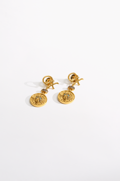 CAMILLA Fierce Folklore Coin Earrings in Gold print