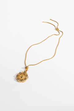 CAMILLA Fierce Folklore Pendant Necklace in Gold print