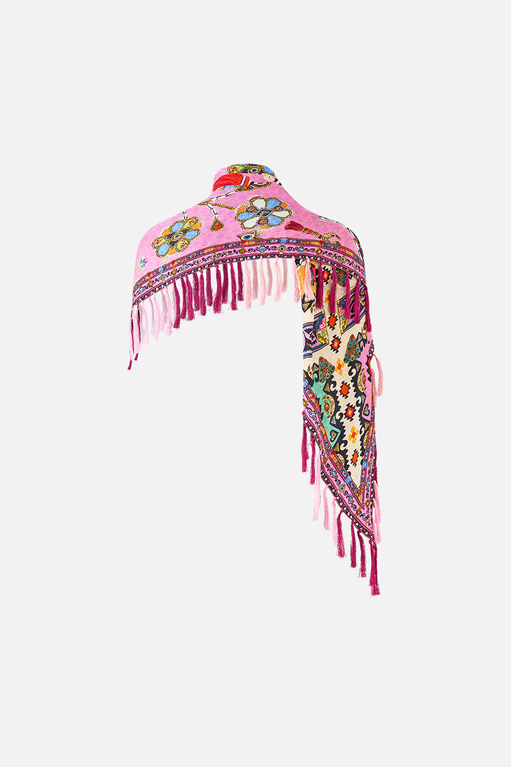 DIAMOND SCARF WITH TASSELS PATCHWORK PANORAMA