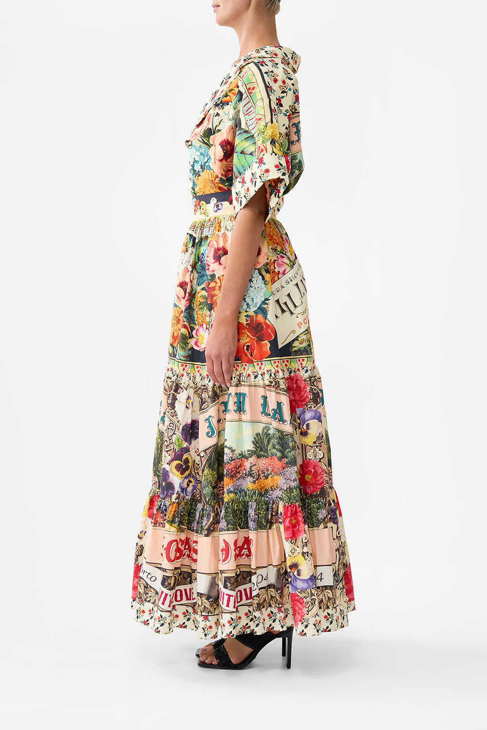 The CAMILLA High Waisted Tiered Skirt in our Aromatic Amor print.