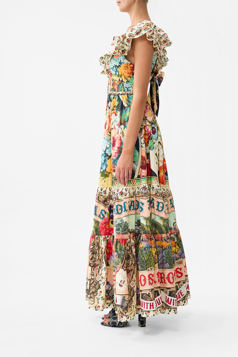 TIERED DRESS WITH NECK FRILL AROMATIC AMOR