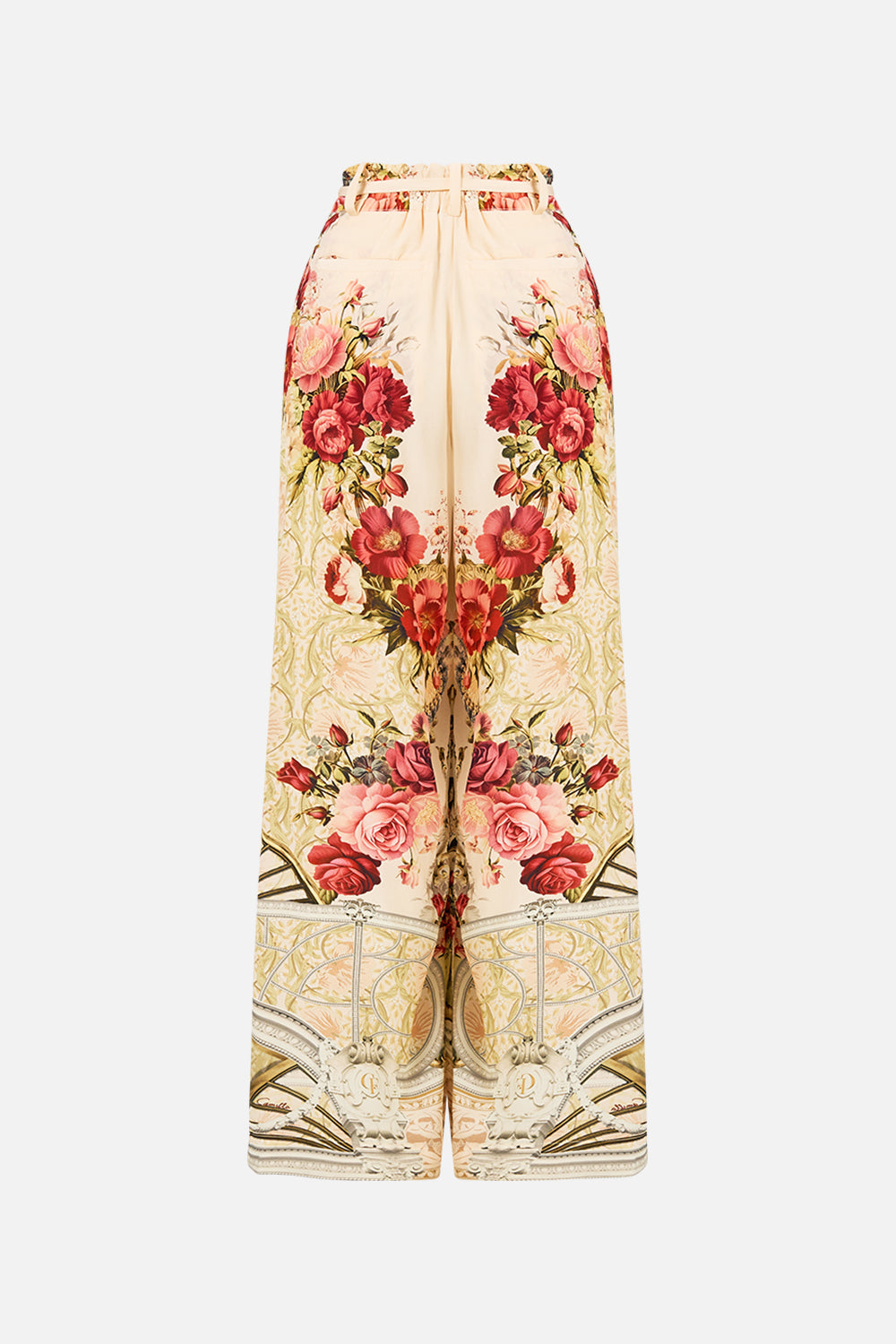 The CAMILLA Soft Wide Leg Pant With Tie Detail in our Meet Me At The Majestic print.
