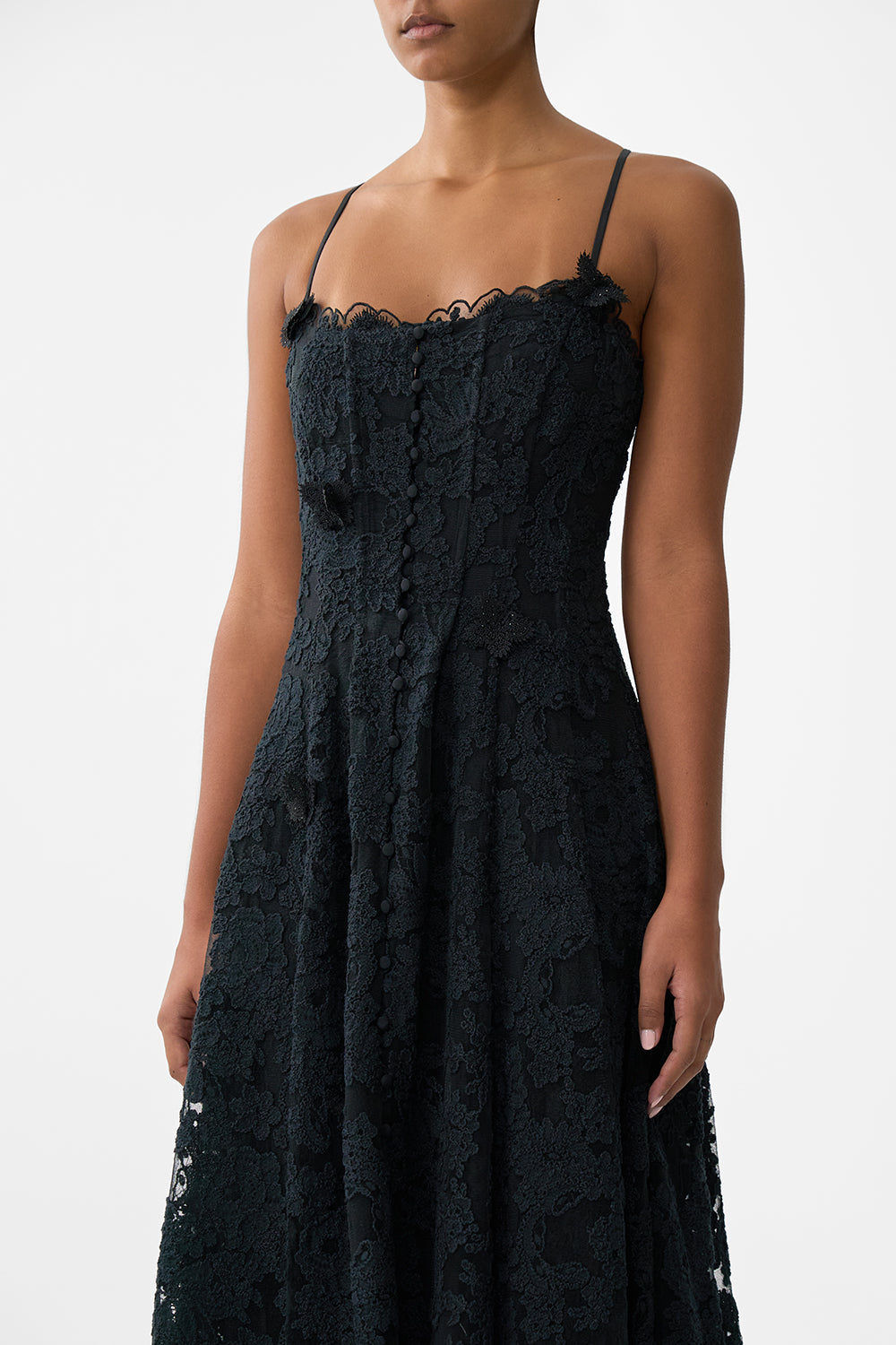 The CAMILLA Corset Dress With Long Flared Skirt in our Noble Endeavours print.