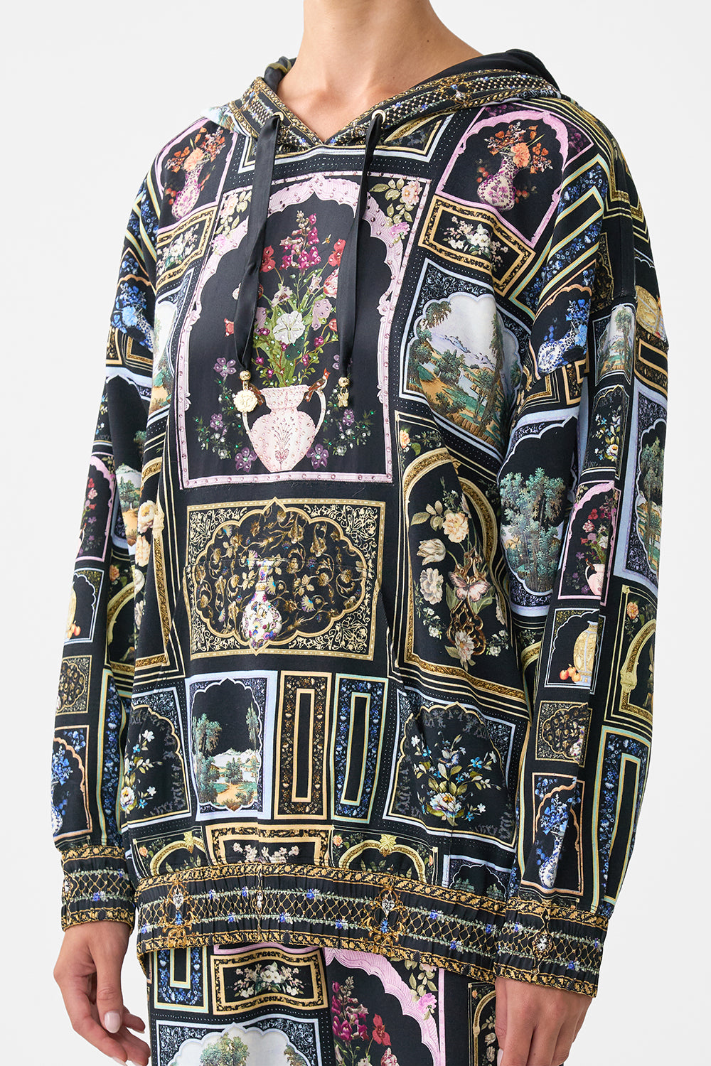 SILK HEM BAND BOYFRIEND HOODIE OTTOMAN ELEGANCE