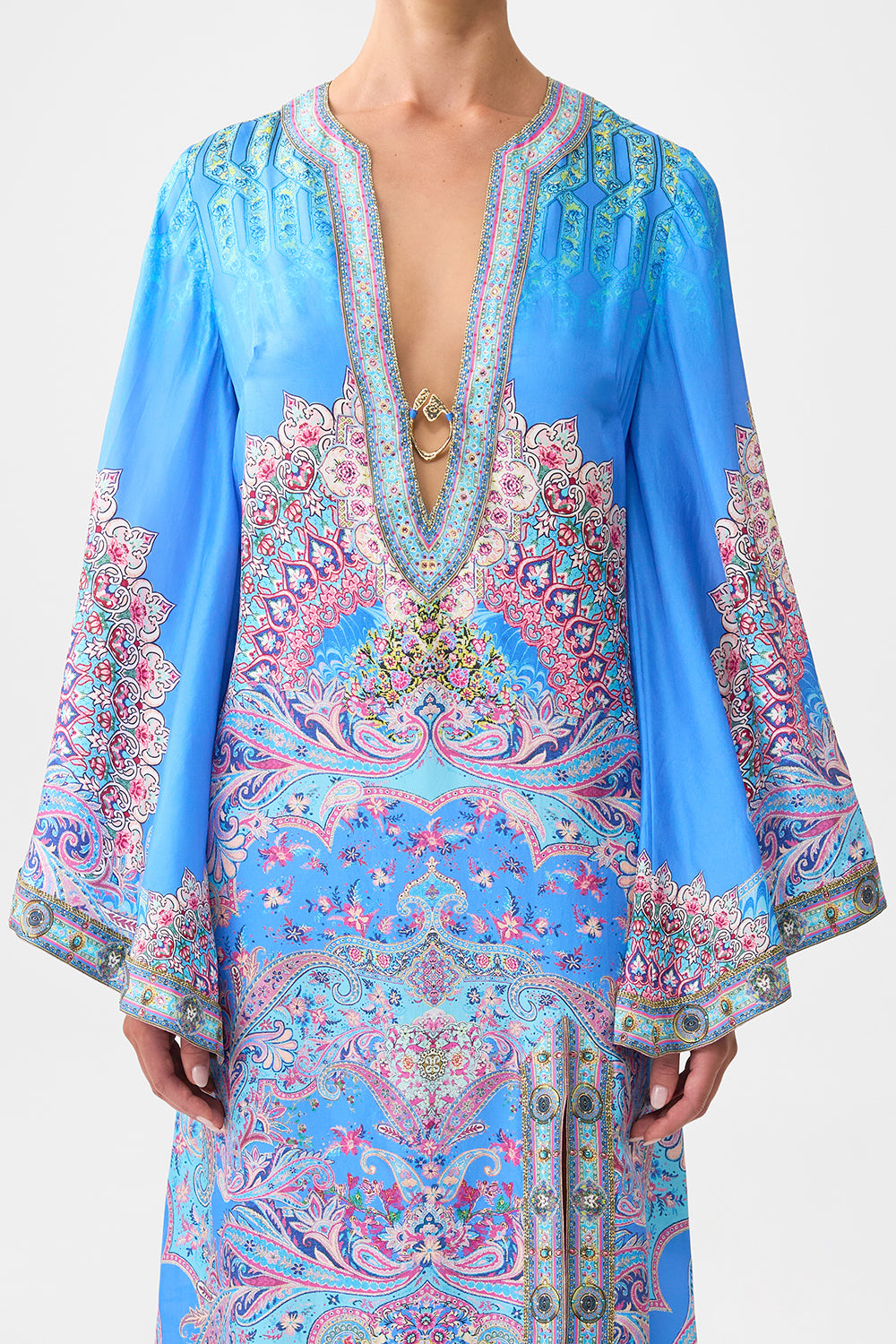 DEEP V NECK HARDWARE KAFTAN FOOTSTEPS IN FOLKLORE