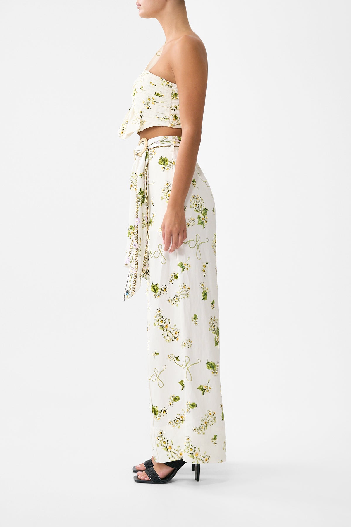 The CAMILLA Scarf Belt Wide Leg Pant in our Botanical Utopia print.